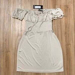 Peasant Neckline Mini Dress - Ivory